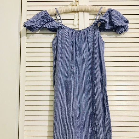 Juniors Blue Striped Summer Dress Size M - Picture 2 of 8